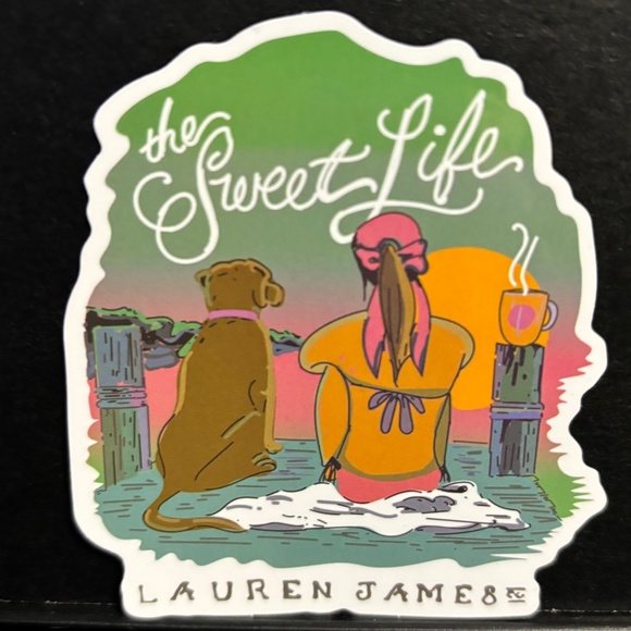 GIRL, HER DOG AND THE LAKE " THE SWEET LIFE" STICKER - Picture 1 of 1